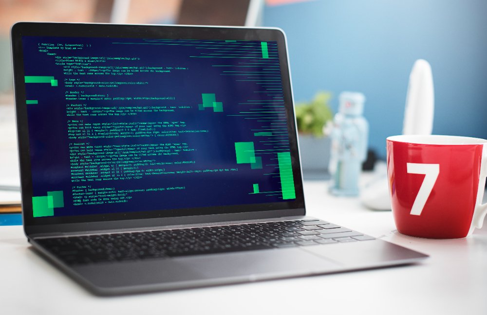 web agency coding displayed on laptop screen concept of improving website speed